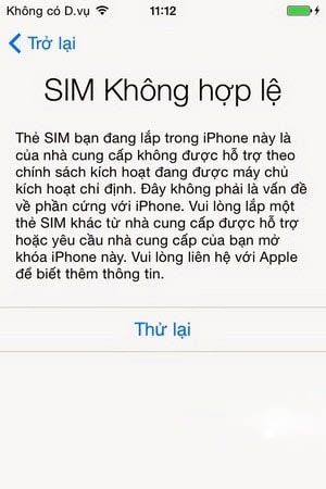 khắc phục lỗi sim không hợp lệ trên iphone