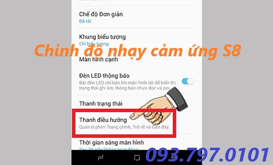 Cách chỉnh độ nhạy trên Samsung Galaxy S8