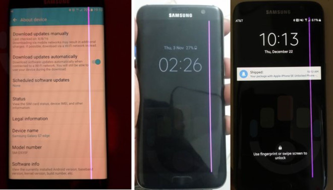 Tình trạng S7 Edge bị sọc hồng màn hình