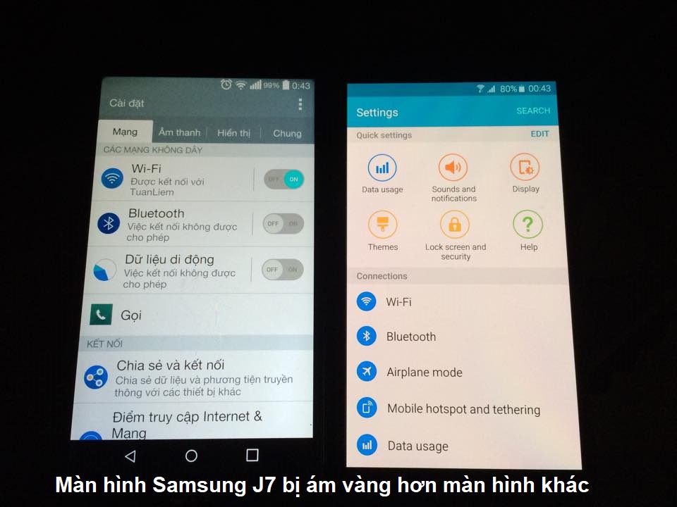 Màn hình Samsung J7 bị ám vàng do nguyên nhân nào
