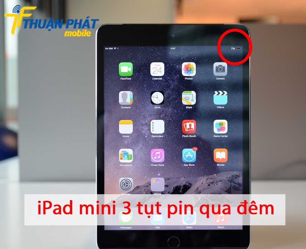 iPad mini 3 tụt pin qua đêm