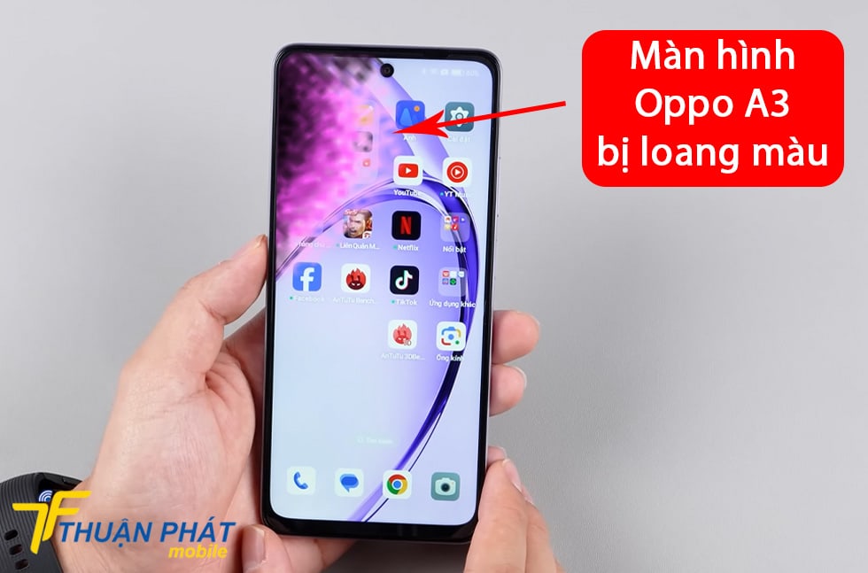 Màn hình Oppo A3 bị loang màu