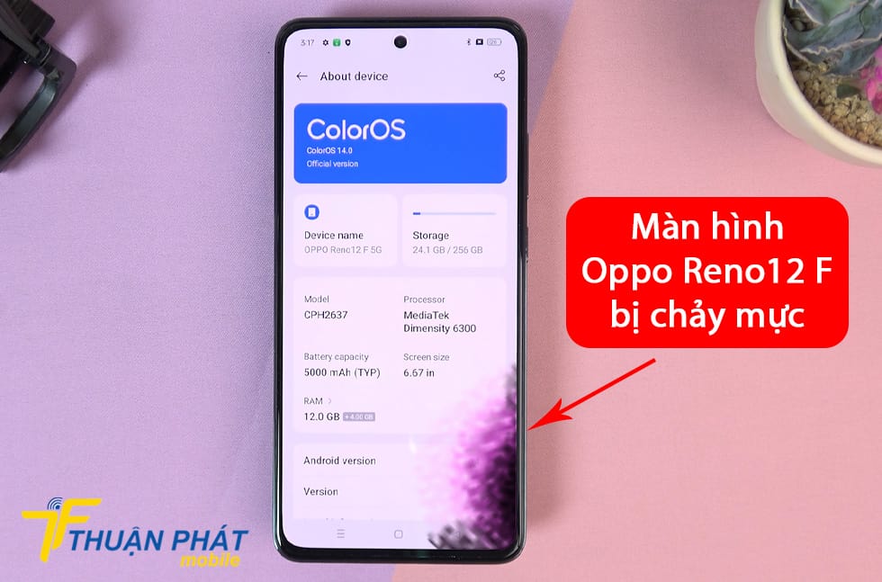 Màn hình Oppo Reno12 F bị chảy mực