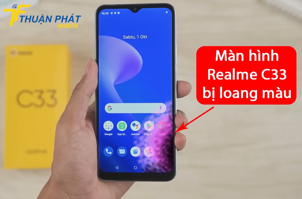 Màn hình Realme C33 bị loang màu