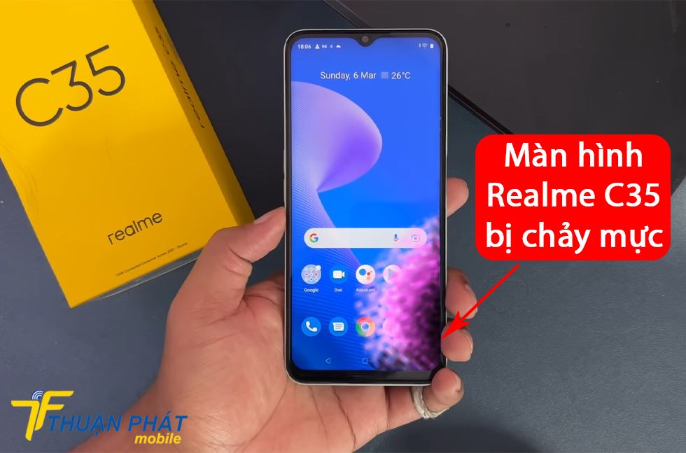 Màn hình Realme C35 bị chảy mực