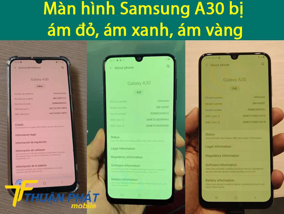 Màn hình Samsung A30 bị ám đỏ, ám xanh, ám vàng