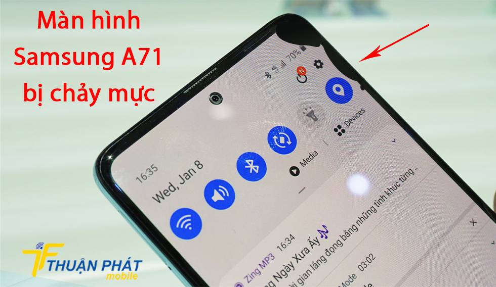 Màn hình Samsung A71 bị chảy mực