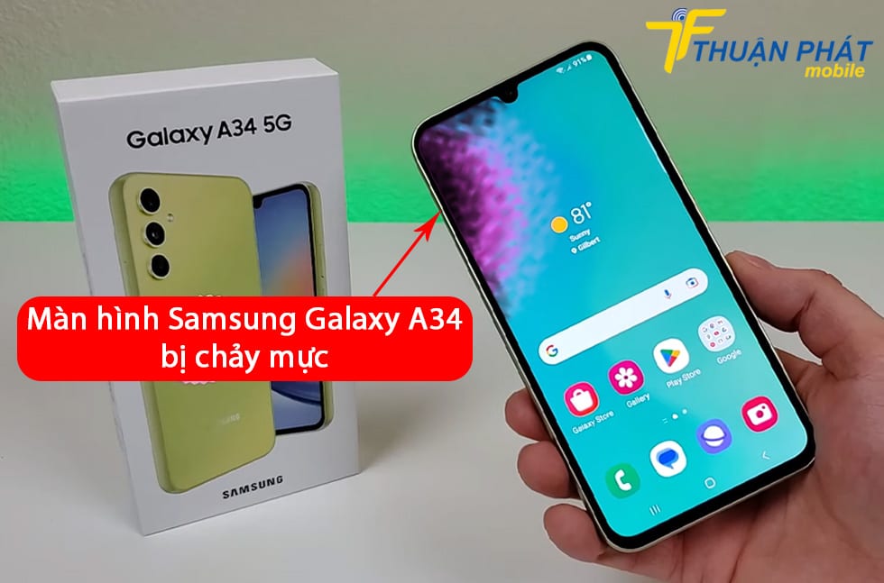 Màn hình Samsung Galaxy A34 bị chảy mực