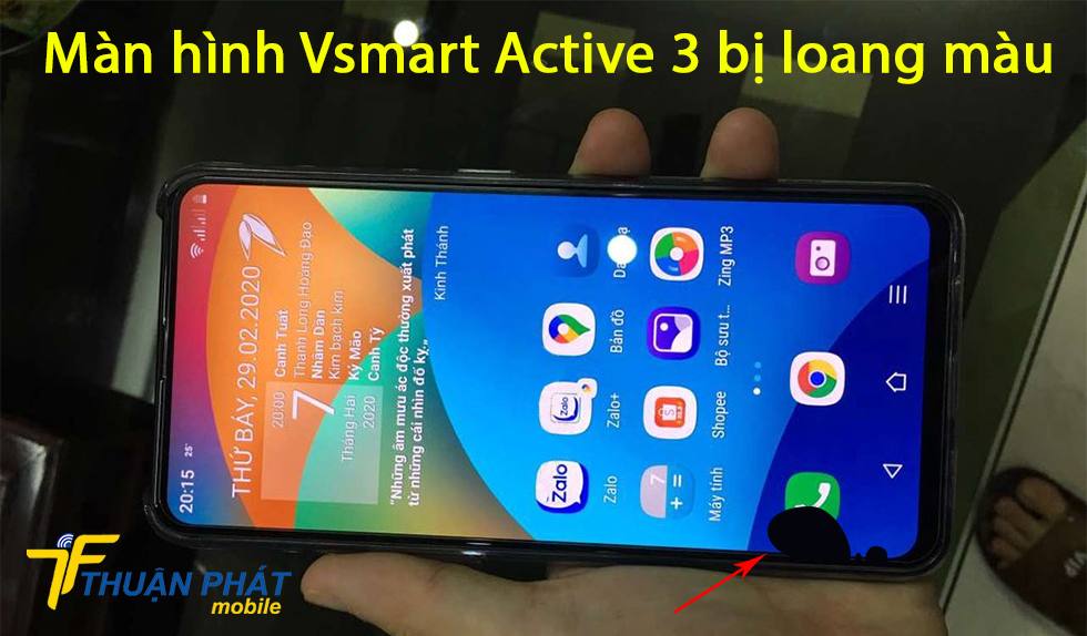 Màn hình Vsmart Active 3 bị loang màu