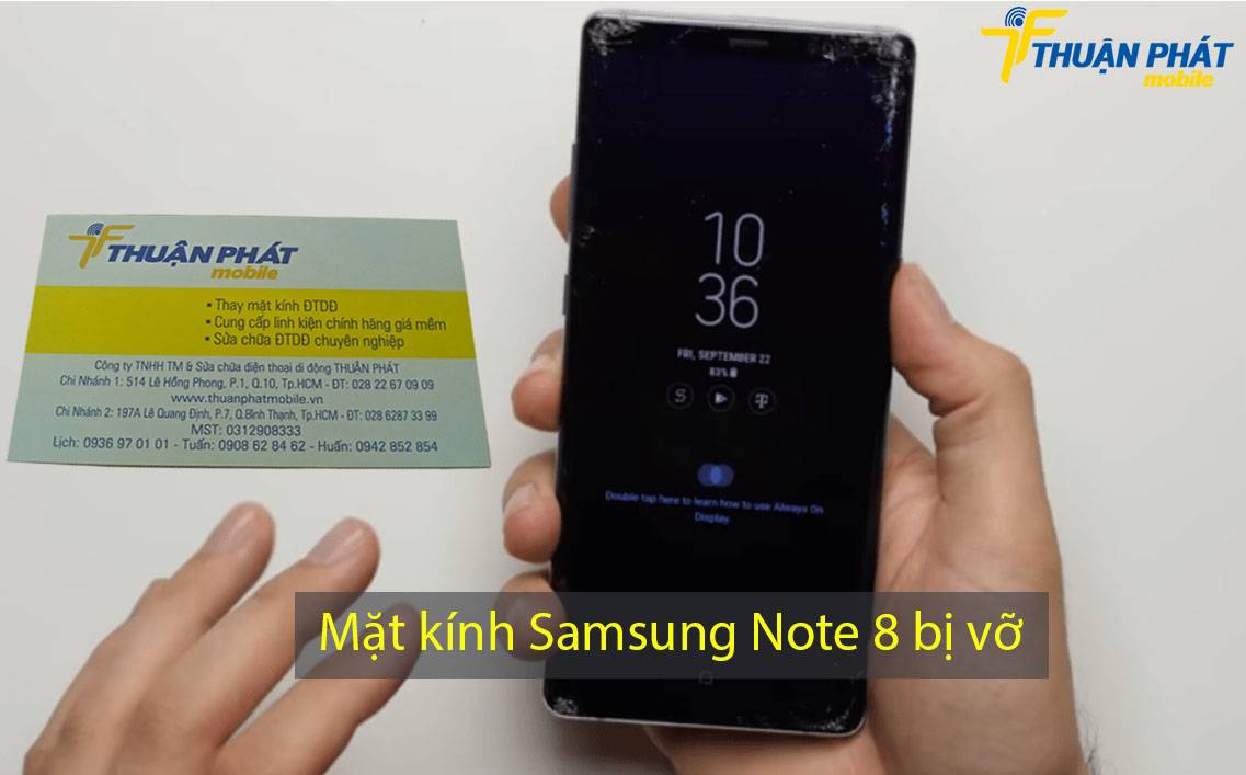 Mặt kính Samsung Note 8 bị vỡ