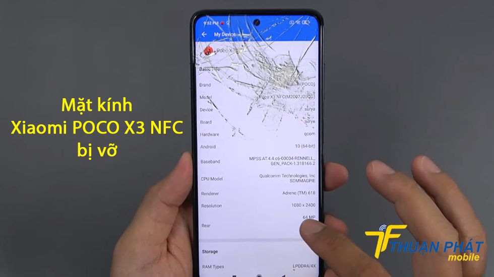 Mặt kính Xiaomi POCO X3 NFC bị vỡ