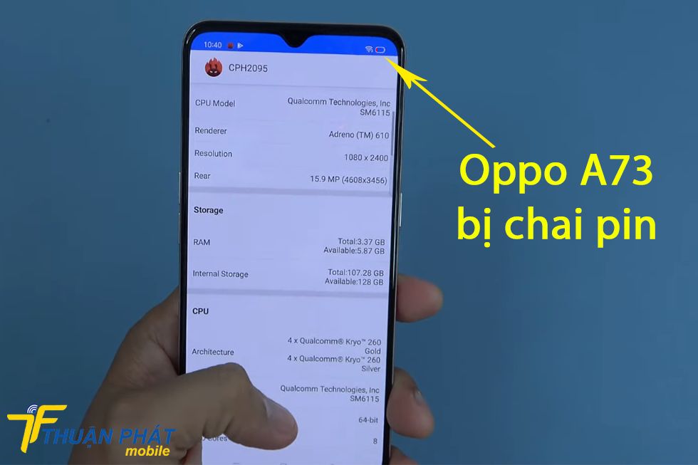 Oppo A73 bị chai pin