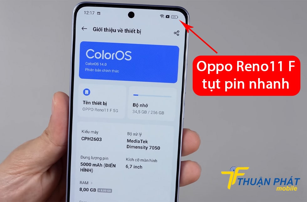 Oppo Reno11 F tụt pin nhanh