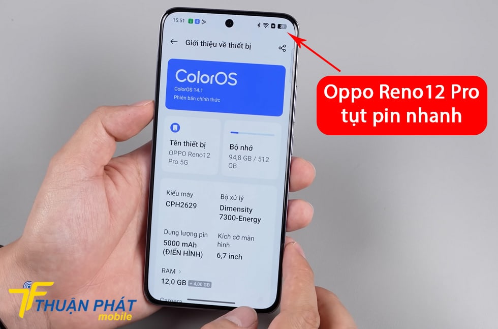 Oppo Reno12 Pro tụt pin nhanh