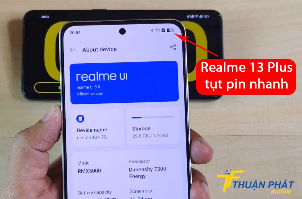 Realme 13 Plus tụt pin nhanh