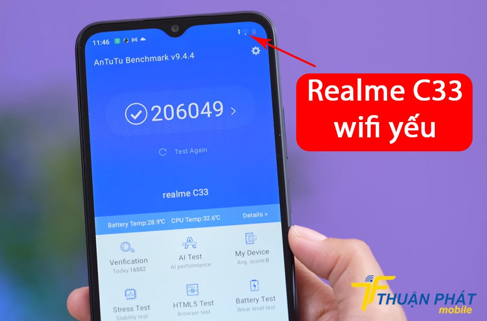 Realme C33 wifi yếu