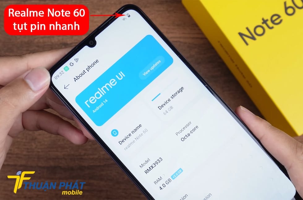 Realme Note 60 tụt pin nhanh