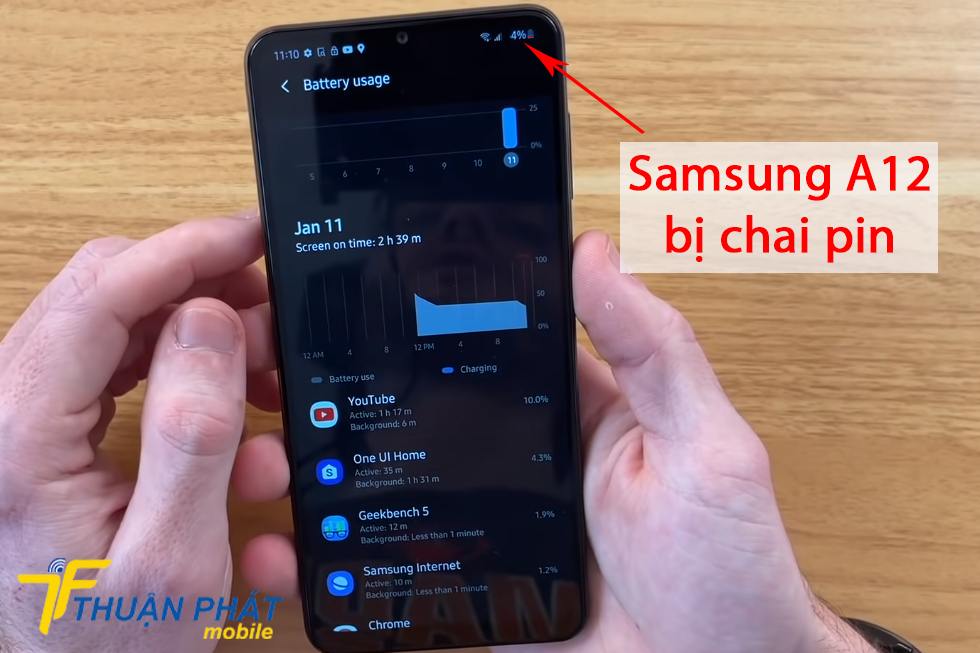 Samsung A12 bị chai pin