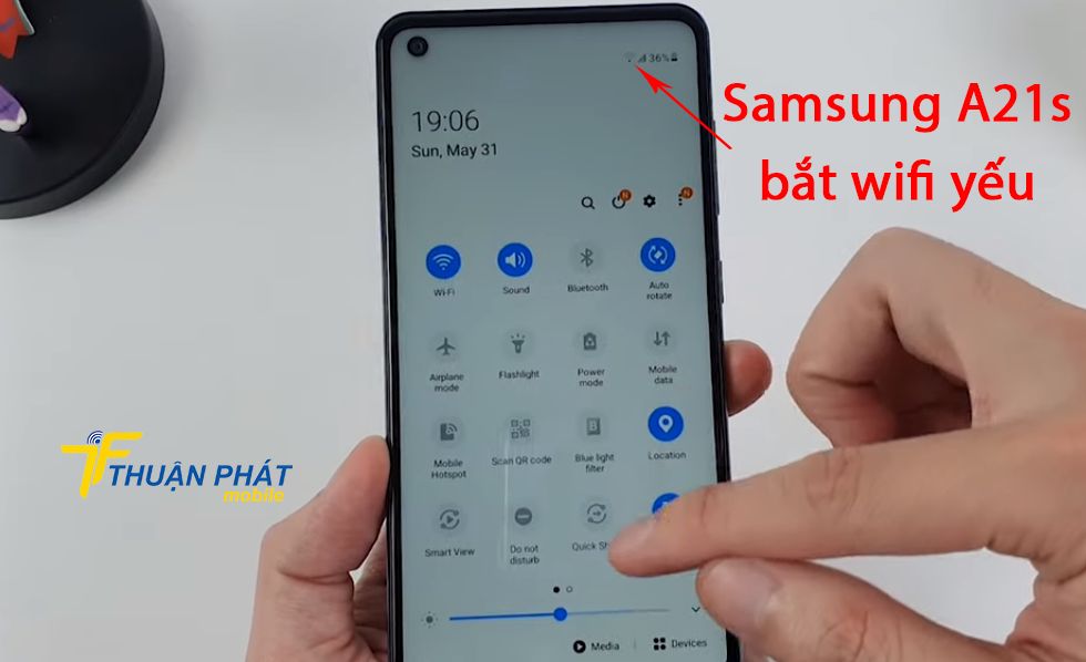 Samsung A21s bắt wifi yếu