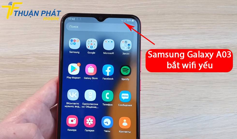 Samsung Galaxy A03 bắt wifi yếu