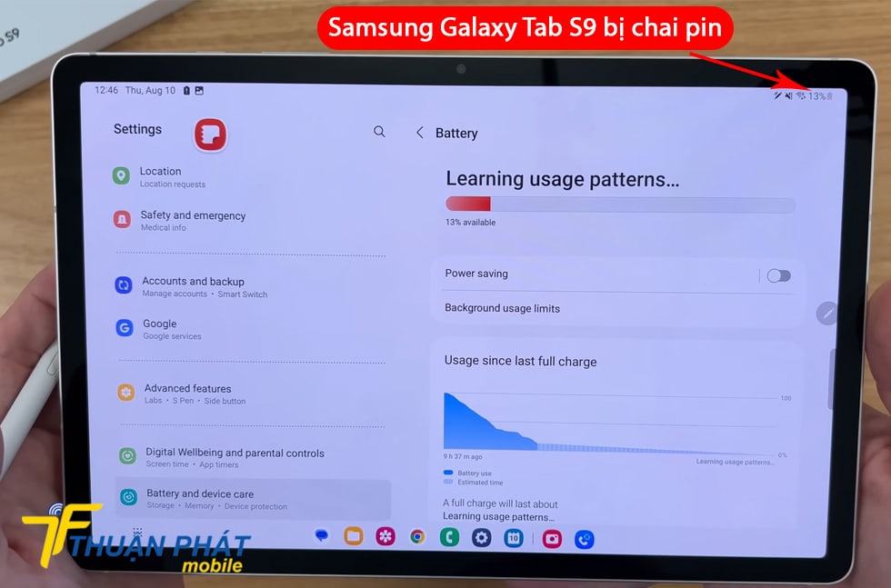 Samsung Galaxy Tab S9 bị chai pin