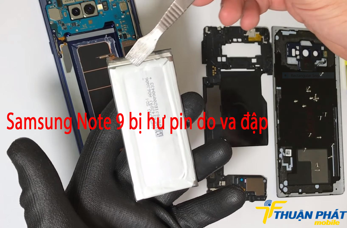 Samsung Note 9 bị hư pin do va đập