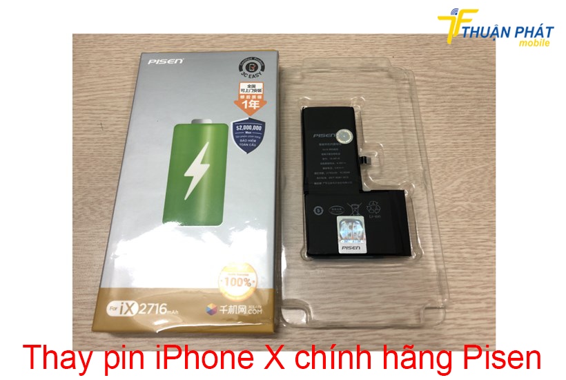 Thay pin iPhone X chính hãng Pisen