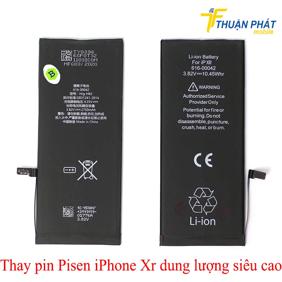 Thay pin Pisen iPhone Xr dung lượng siêu cao