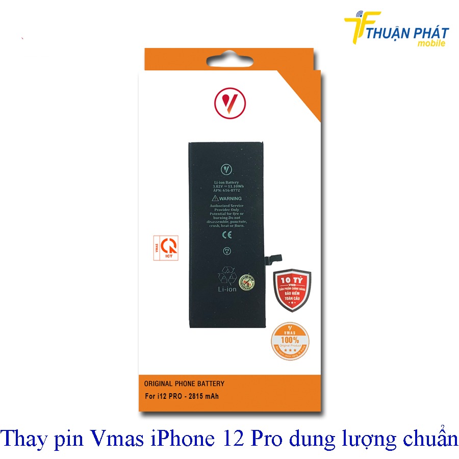 Thay pin Vmas iPhone 12 Pro dung lượng chuẩn