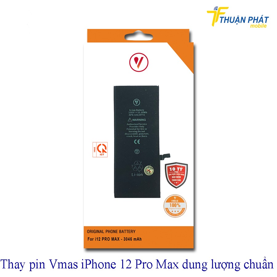 Thay pin Vmas iPhone 12 Pro Max dung lượng chuẩn