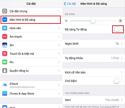 Chỉnh độ sáng cho iphone 5s