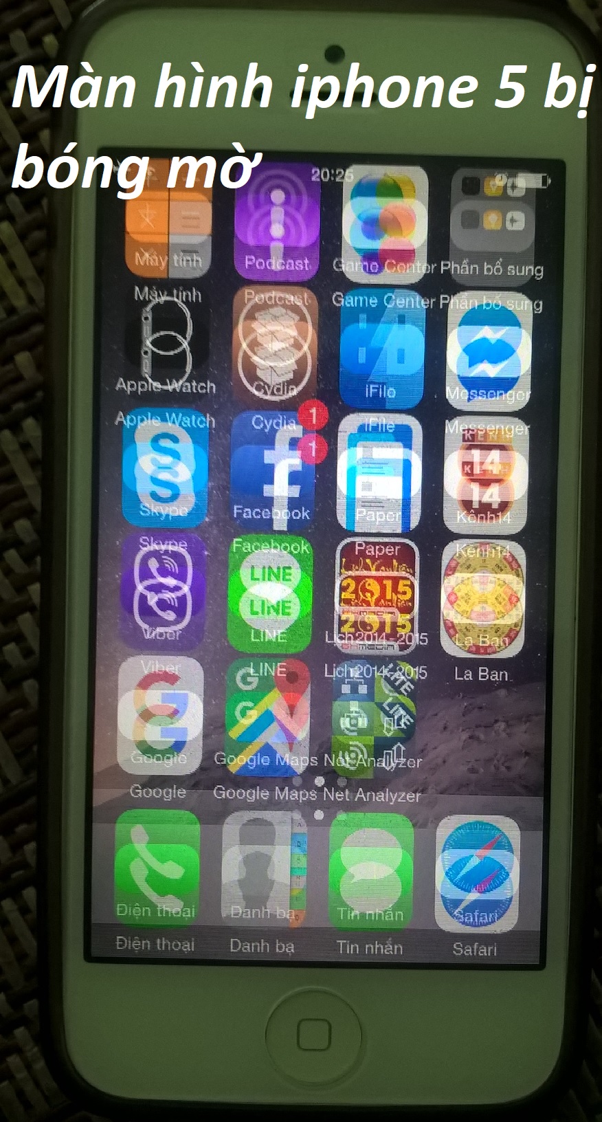 man hinh iphone 5 bi bong mo