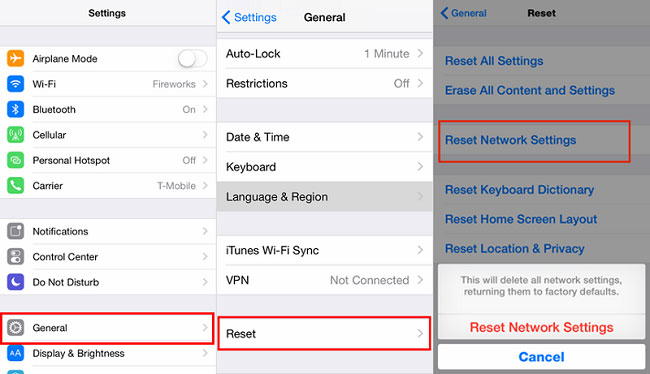 sua iphone 5 bi loi wifi reset network