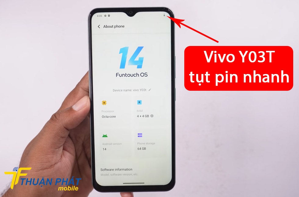 Vivo Y03T tụt pin nhanh