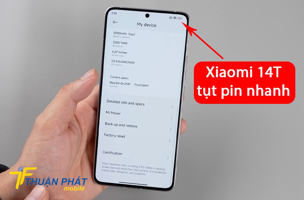 Xiaomi 14T tụt pin nhanh