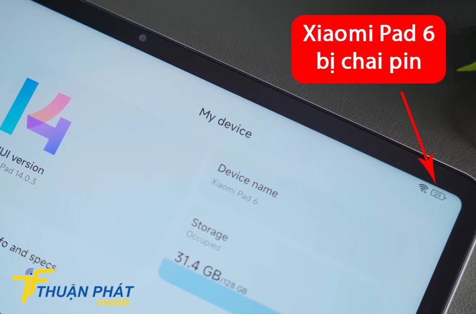 Xiaomi Pad 6 bị chai pin