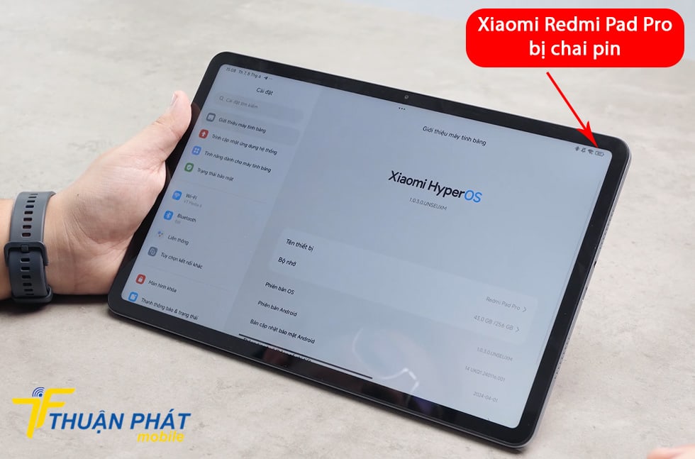 Xiaomi Redmi Pad Pro bị chai pin